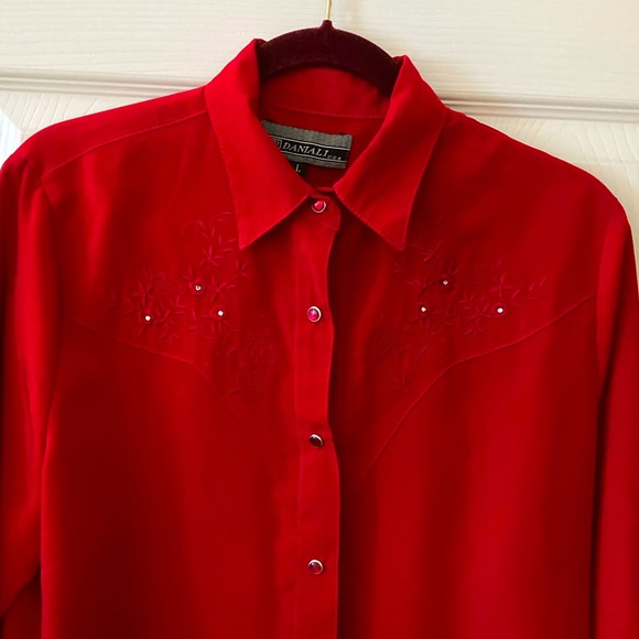 Western Style Blouse with Embroidered Accents by Daniali - Picture 3 of 8